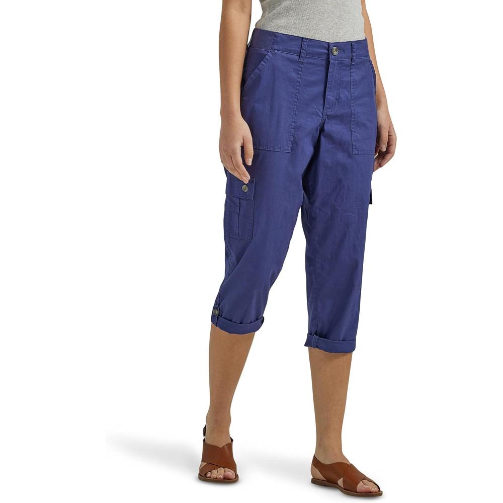 imageLee Womens Ultra Lux Comfort with FlextoGo Cargo Capri PantMedieval Blue