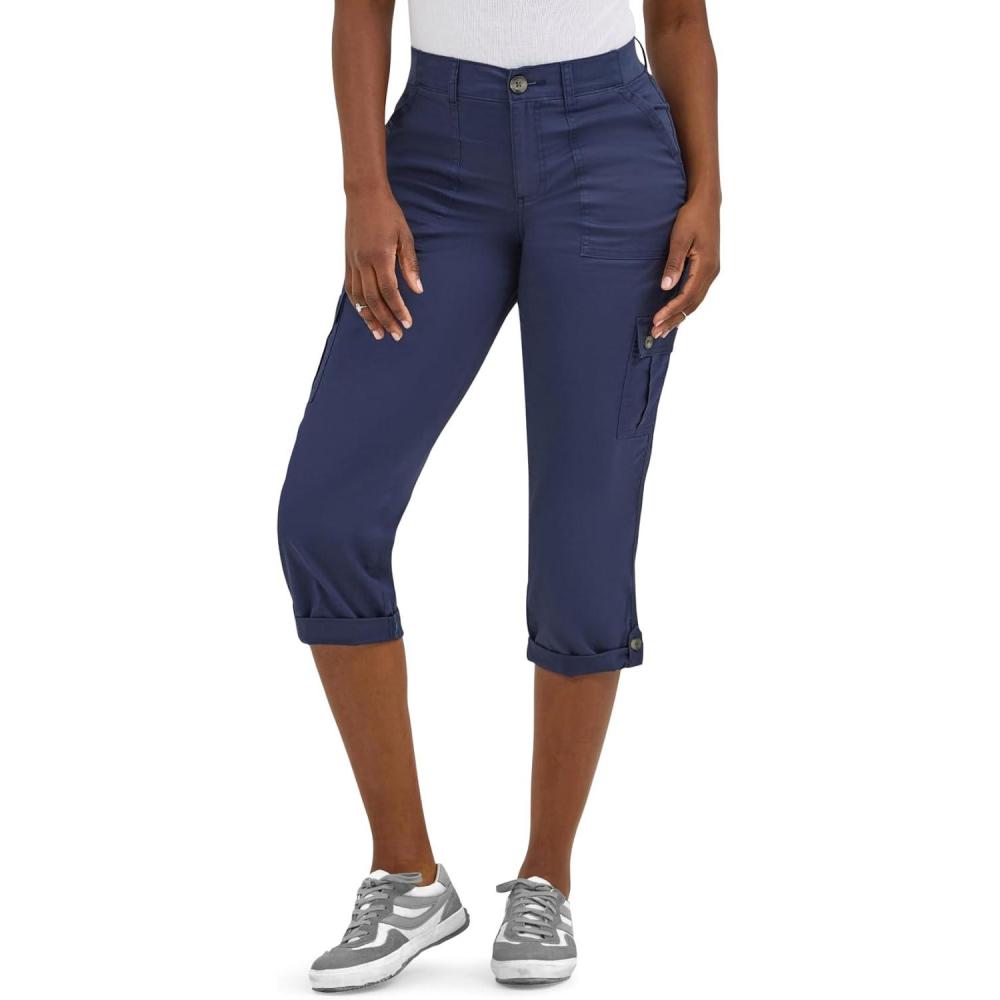 imageLee Womens Ultra Lux Comfort with FlextoGo Cargo Capri PantMood Indigo