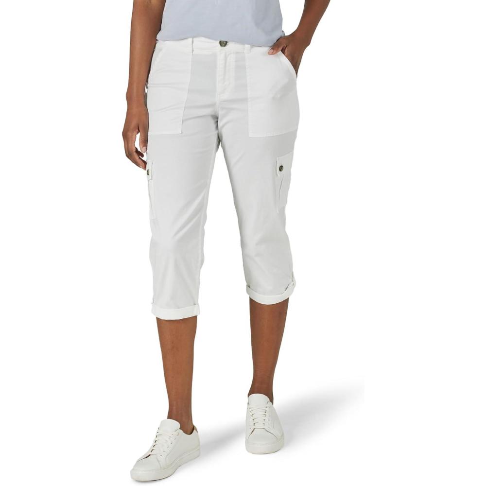 imageLee Womens Ultra Lux Comfort with FlextoGo Cargo Capri PantWhite