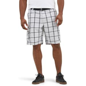 Lee Men’s Big & Tall New Belted Wyoming Cargo Short(Gray Plaid)