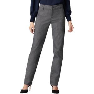 Lee Women’s Petite Wrinkle Free Relaxed Fit Straight Leg Pant(Black/White Rockhill Plaid)