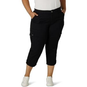 Lee Women’s Plus Size Flex-to-go Mid-Rise Relaxed Fit Cargo Capri Pant(Black)