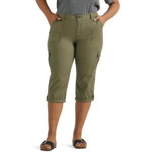Lee Women’s Plus Size Flex-to-go Mid-Rise Relaxed Fit Cargo Capri Pant(Deep Lichen Green)