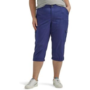 Lee Women’s Plus Size Flex-to-go Mid-Rise Relaxed Fit Cargo Capri Pant(Medieval Blue)