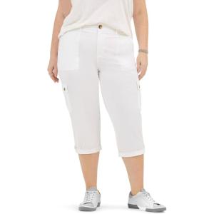 Lee Women’s Plus Size Flex-to-go Mid-Rise Relaxed Fit Cargo Capri Pant(White)