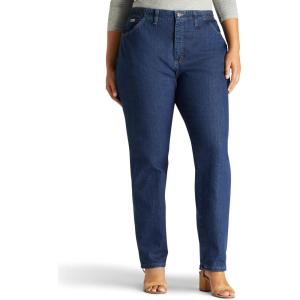 Lee Women’s Plus Size Relaxed Fit Side Elastic Tapered Leg Jeans(Dark Indigo)