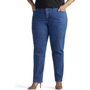Lee Women’s Plus Size Relaxed Fit Side Elastic Tapered Leg Jeans(Pepper Stone)