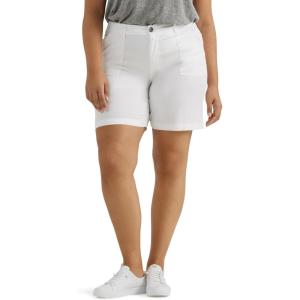 Lee Women’s Plus Size Ultra Lux Comfort with Flex-to-go Utility Bermuda Short(Bright White)