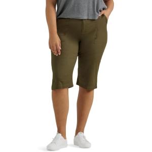 Lee Womens Plus Size Ultra Lux Comfort with Flex-to-go Utility Skimmer Capri Pant(Olive Night)