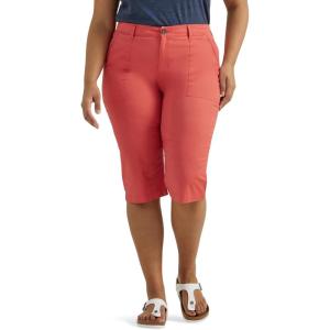 Lee Womens Plus Size Ultra Lux Comfort with Flex-to-go Utility Skimmer Capri Pant(Poppy)