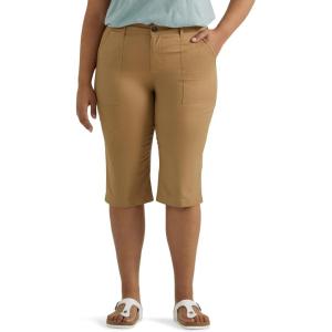 Lee Womens Plus Size Ultra Lux Comfort with Flex-to-go Utility Skimmer Capri Pant(Settler Tan)