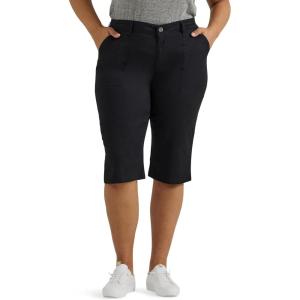 Lee Womens Plus Size Ultra Lux Comfort with Flex-to-go Utility Skimmer Capri Pant(Union-all Black)