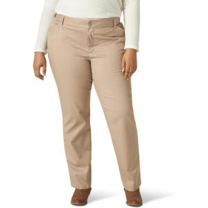 Lee Women’s Plus Size Wrinkle Free Relaxed Fit Straight Leg Pant(Flax)