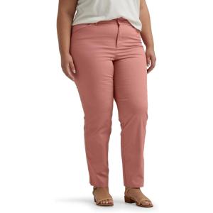 Lee Women’s Plus Size Wrinkle Free Relaxed Fit Straight Leg Pant(Mallory – Med Pink/Rose)