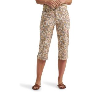 Lee Women’s Ultra Lux Comfort with Flex-to-go Utility Skimmer Capri Pant(Khaki Halogen Floral)