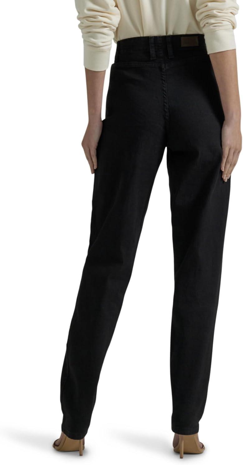 imageLEE Womens RelaxedFit Side Elastic TaperedLeg JeanDouble Black