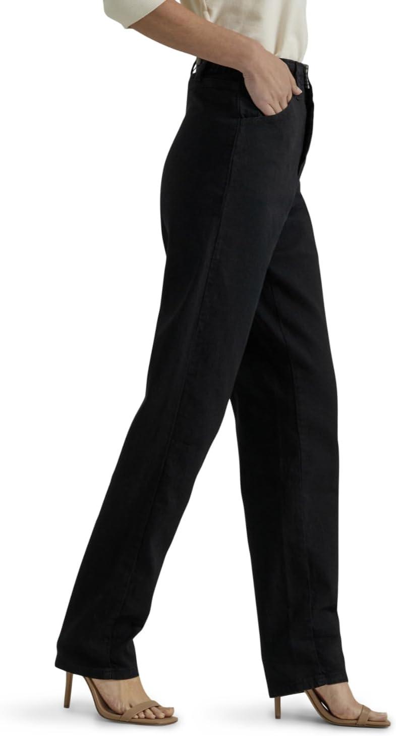 imageLEE Womens RelaxedFit Side Elastic TaperedLeg JeanDouble Black