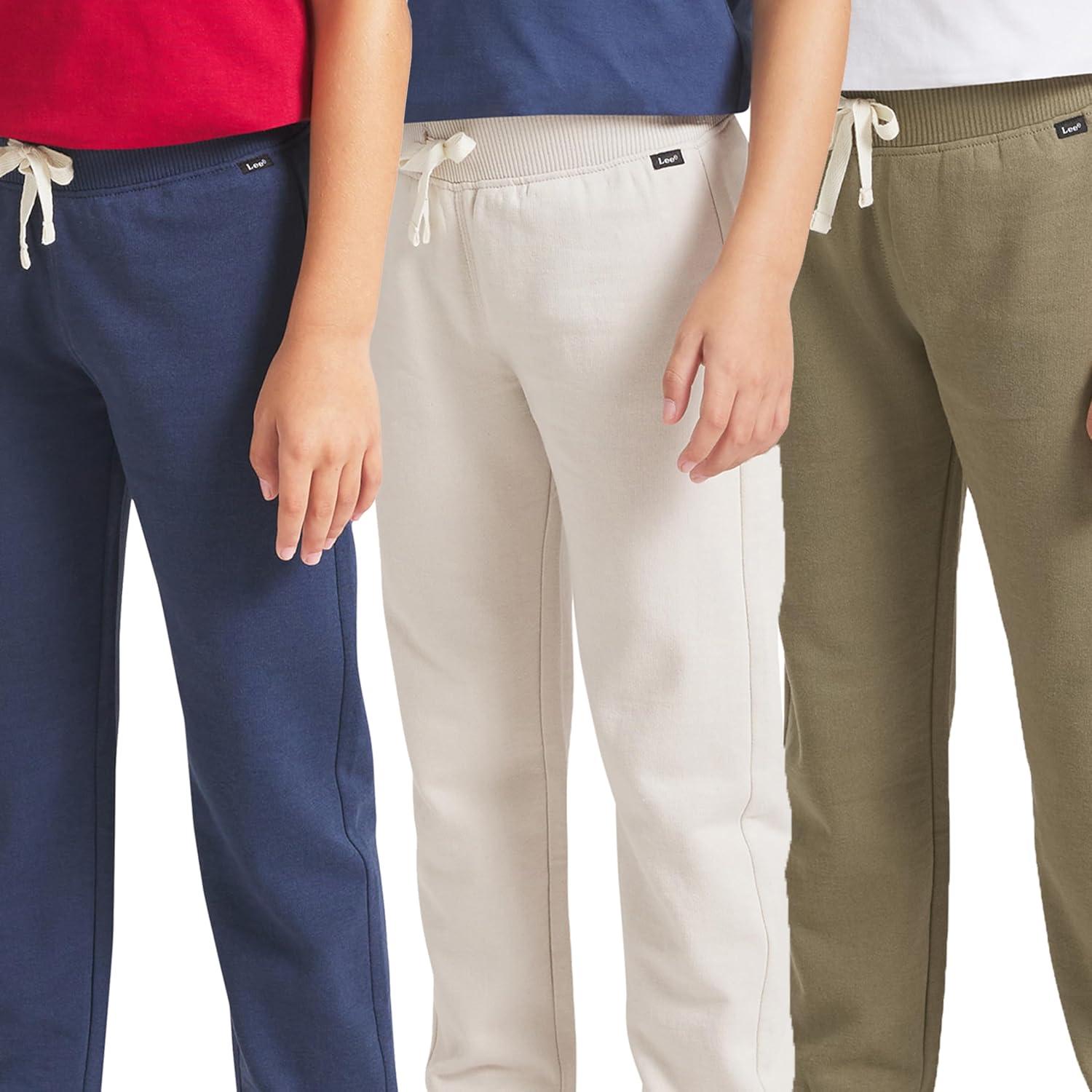 imageLee Boys 3 Pack Variety Midweight Super Soft Fleece Lined Stretchable Jogger PantsNavy Tan Olive Set