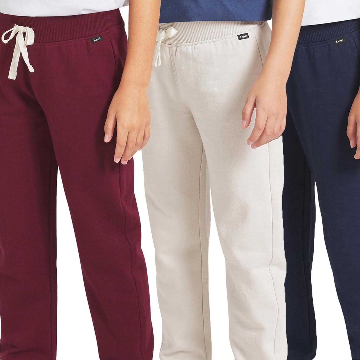 imageLee Boys 3 Pack Variety Midweight Super Soft Fleece Lined Stretchable Jogger PantsPort Tan Navy Set