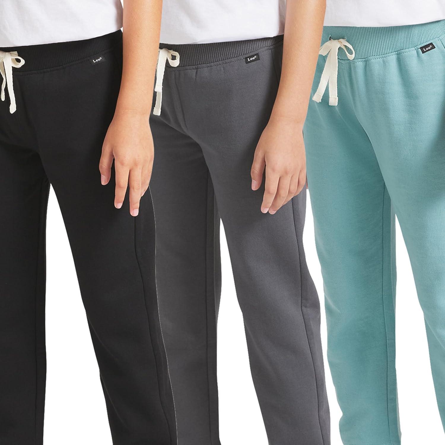 imageLee Boys 3 Pack Variety Midweight Super Soft Fleece Lined Stretchable Jogger PantsTeal Grey Black Set