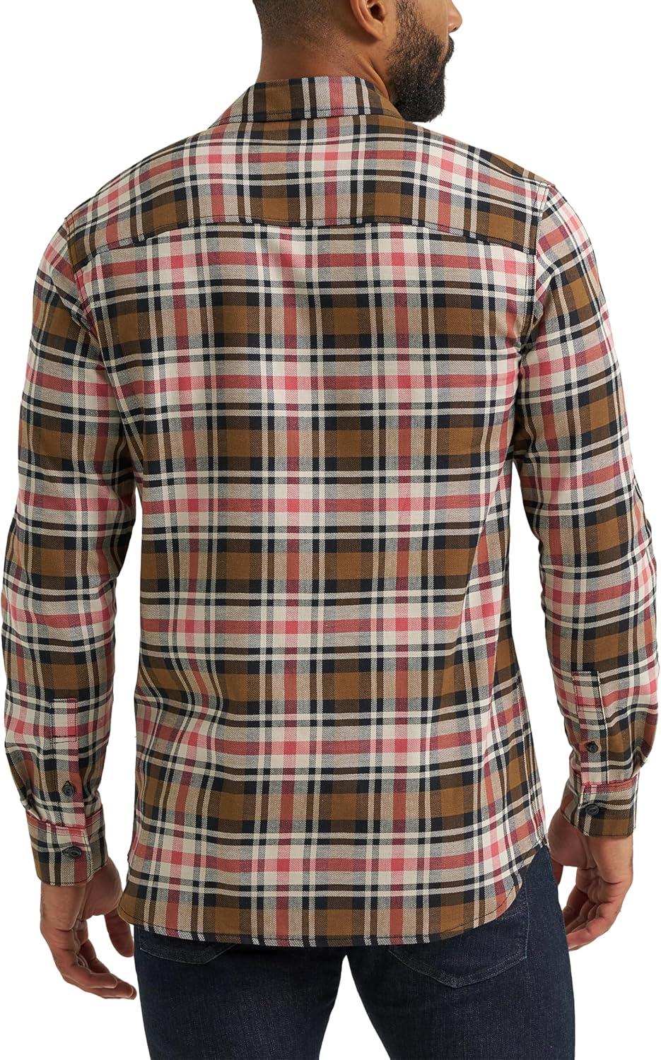 imageLee Mens All Purpose Classic Fit Long Sleeve ShirtBuffalo City Beige Plaid