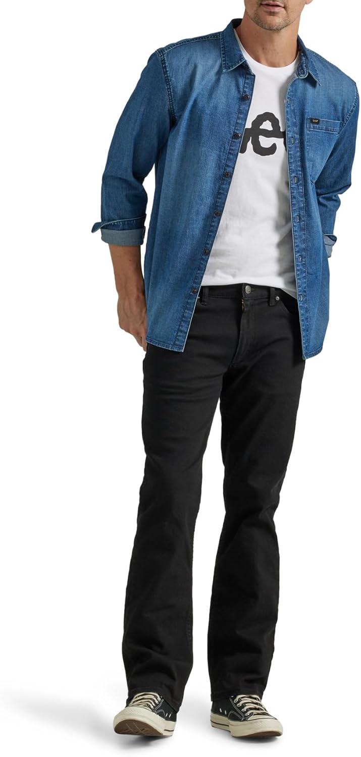 imageLee Mens All Purpose Classic Fit Long Sleeve ShirtDenim Medium Wash Indigo