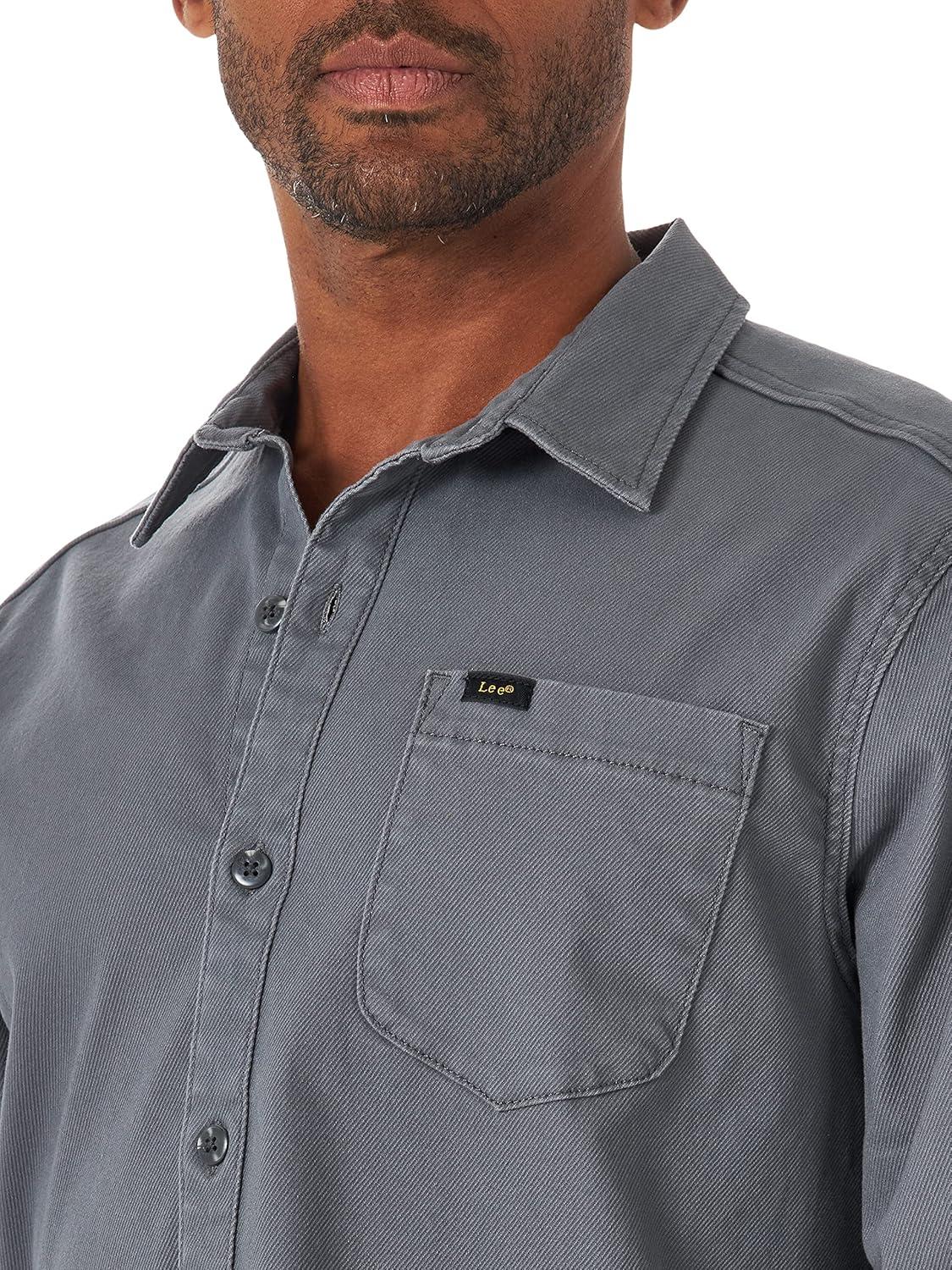 imageLee Mens All Purpose Classic Fit Long Sleeve ShirtGray Calvary Twill