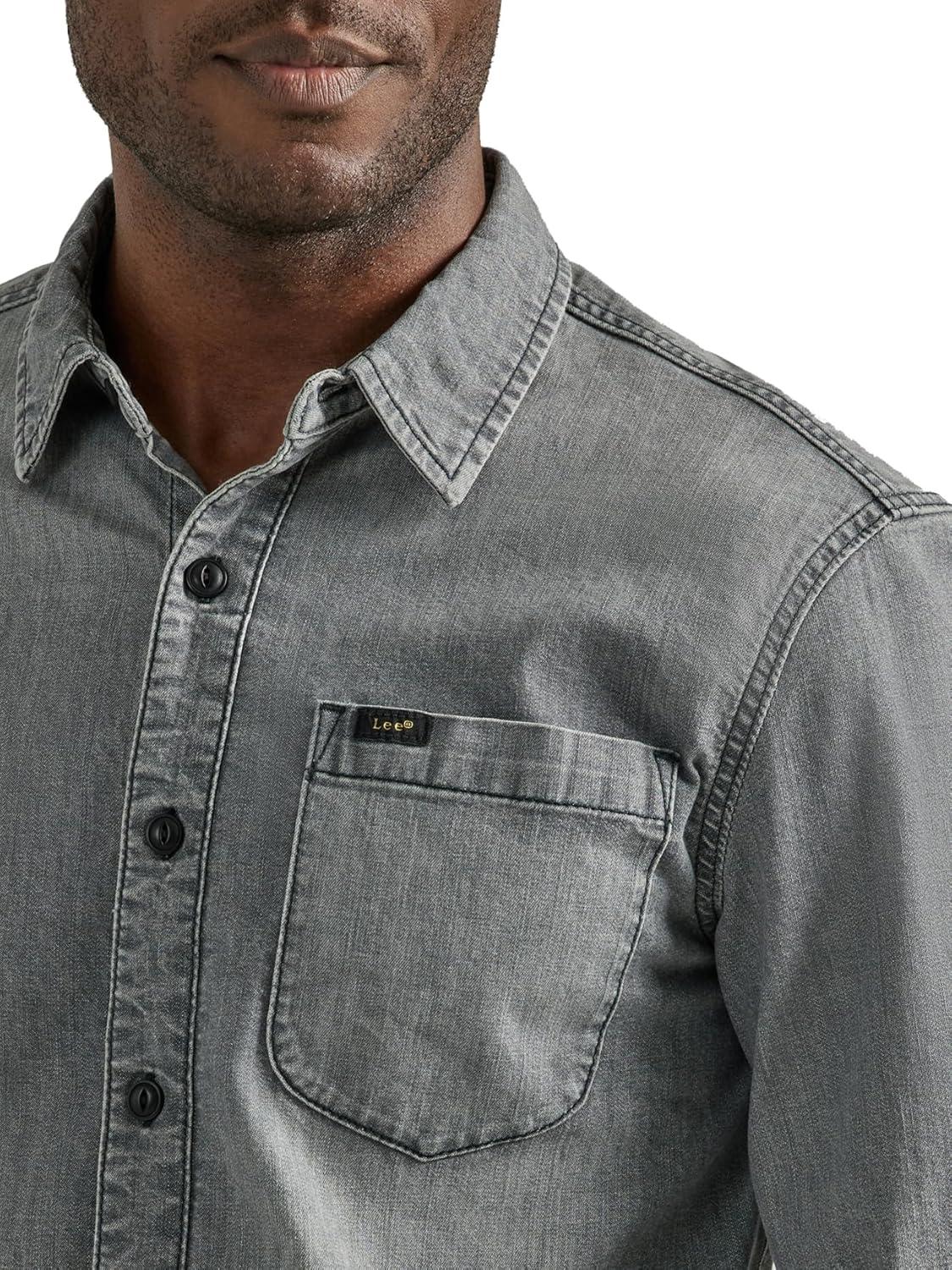 imageLee Mens All Purpose Classic Fit Long Sleeve ShirtGray Denim
