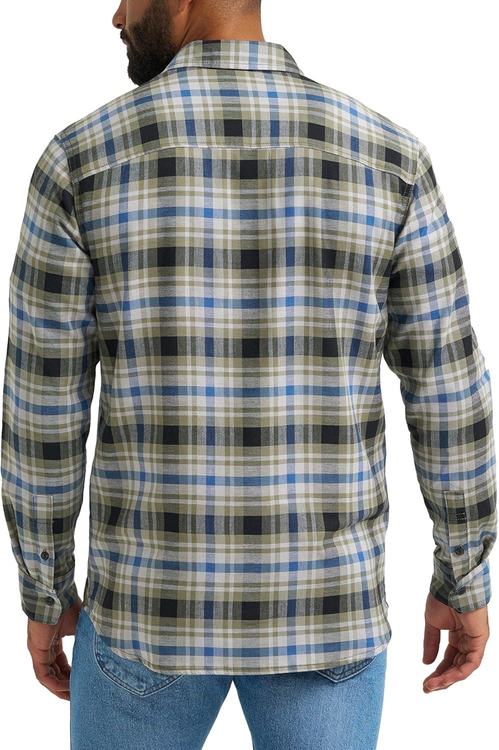 imageLee Mens All Purpose Classic Fit Long Sleeve ShirtGreen Drizzle Plaid