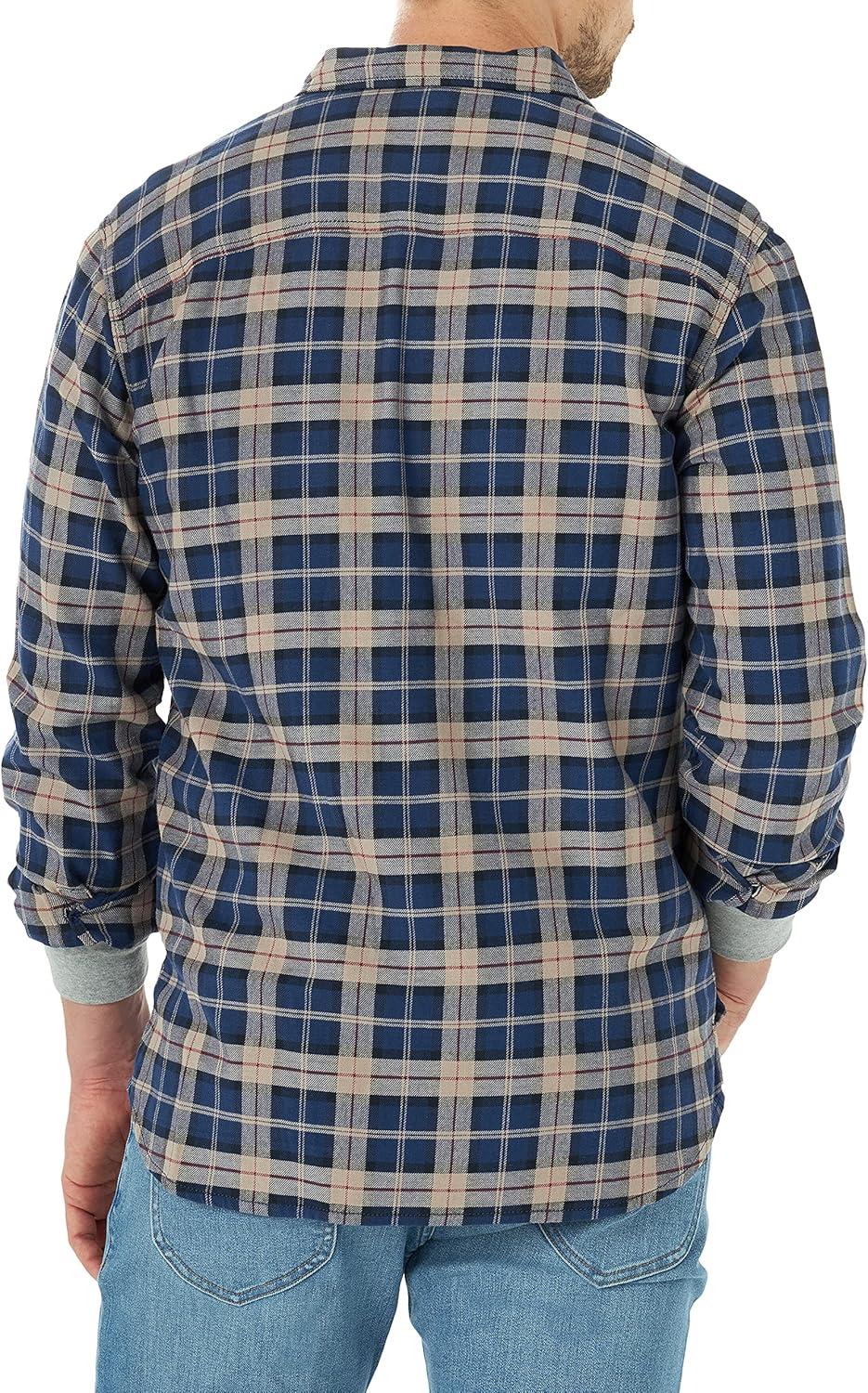 imageLee Mens All Purpose Classic Fit Long Sleeve ShirtNavy Plaid Stretch Twill