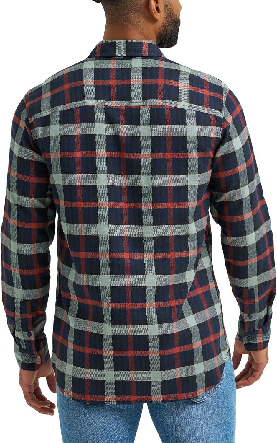 imageLee Mens All Purpose Classic Fit Long Sleeve ShirtNavy Sage Plaid