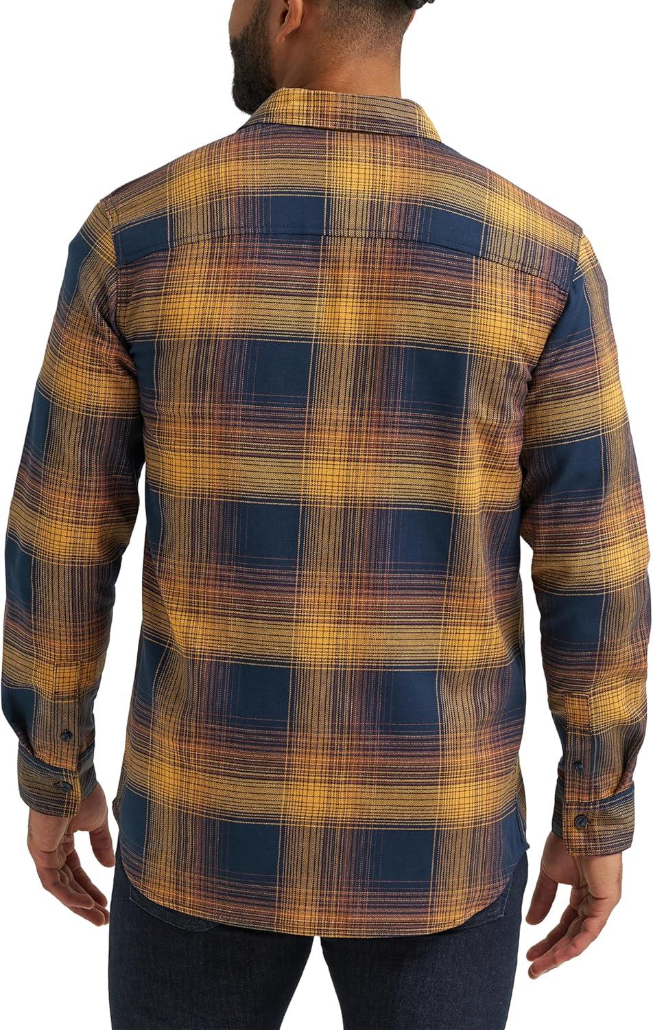 imageLee Mens All Purpose Classic Fit Long Sleeve ShirtRivet Navy Squash Plaid