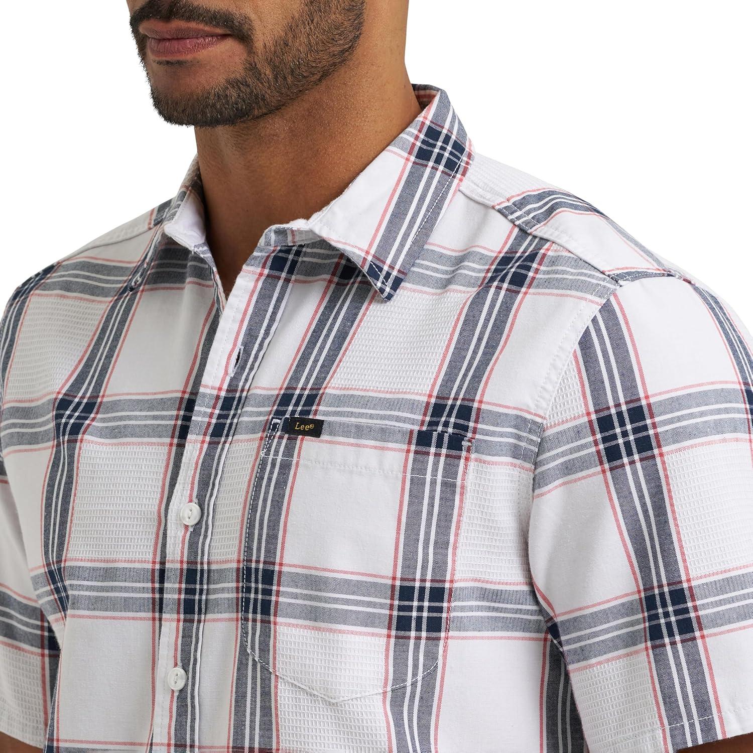 imageLee Mens All Purpose Classic Fit Short Sleeve ShirtAmericana Plaid