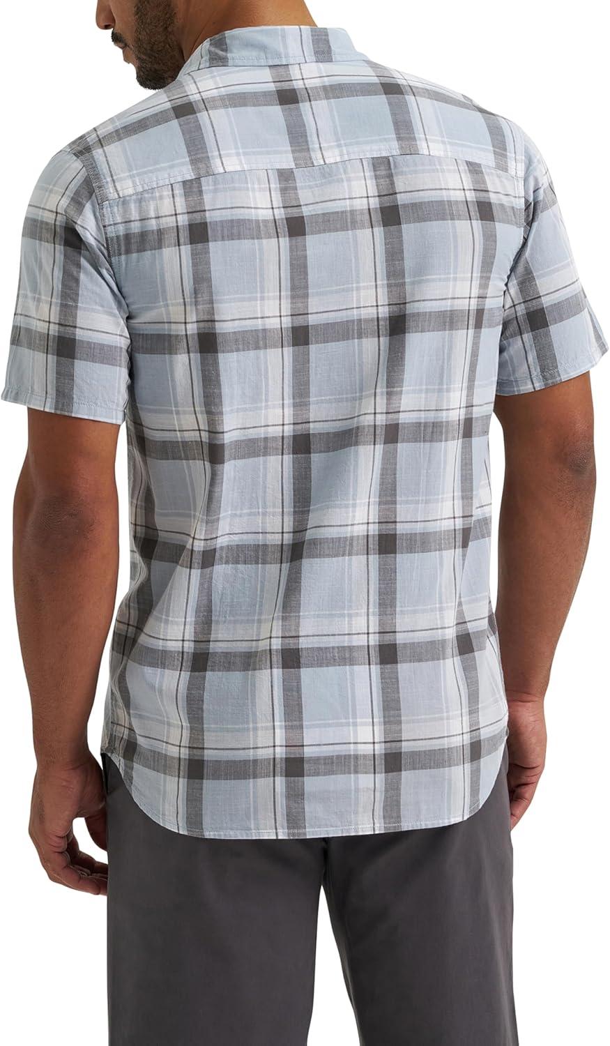 imageLee Mens All Purpose Classic Fit Short Sleeve ShirtConcrete Gray Plaid