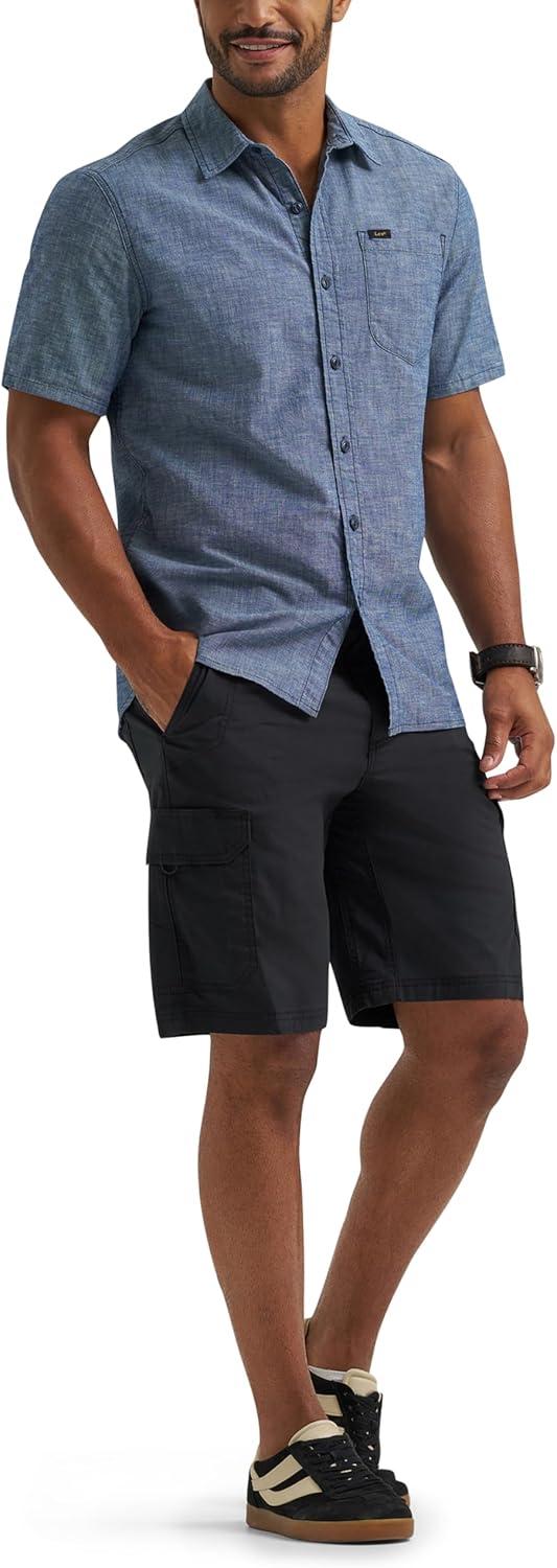 imageLee Mens All Purpose Classic Fit Short Sleeve ShirtDark Chambray