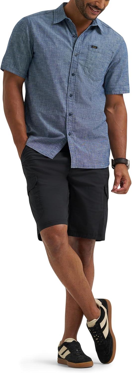 imageLee Mens All Purpose Classic Fit Short Sleeve ShirtDark Chambray