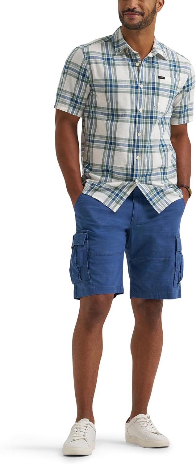 imageLee Mens All Purpose Classic Fit Short Sleeve ShirtDesert Sage Plaid