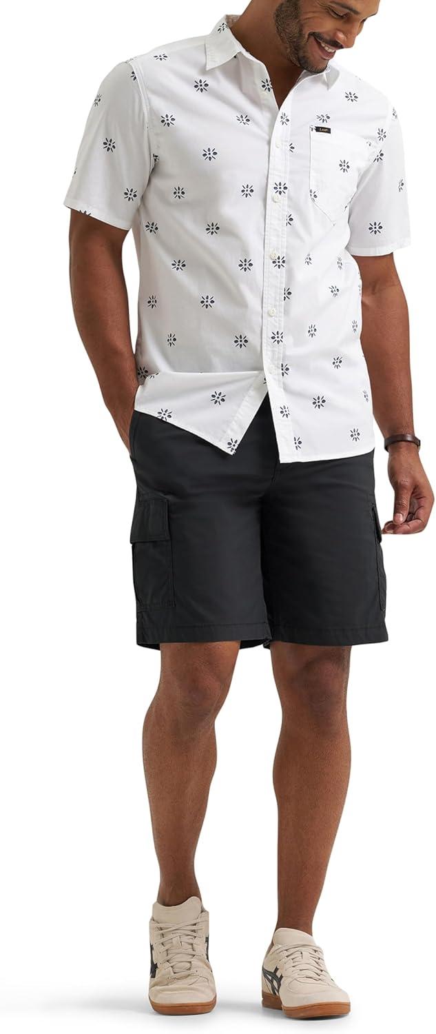 imageLee Mens All Purpose Classic Fit Short Sleeve ShirtIndigo Geo