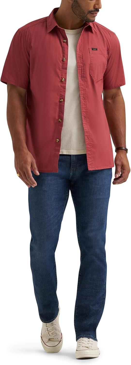 imageLee Mens All Purpose Classic Fit Short Sleeve ShirtPunch Solid