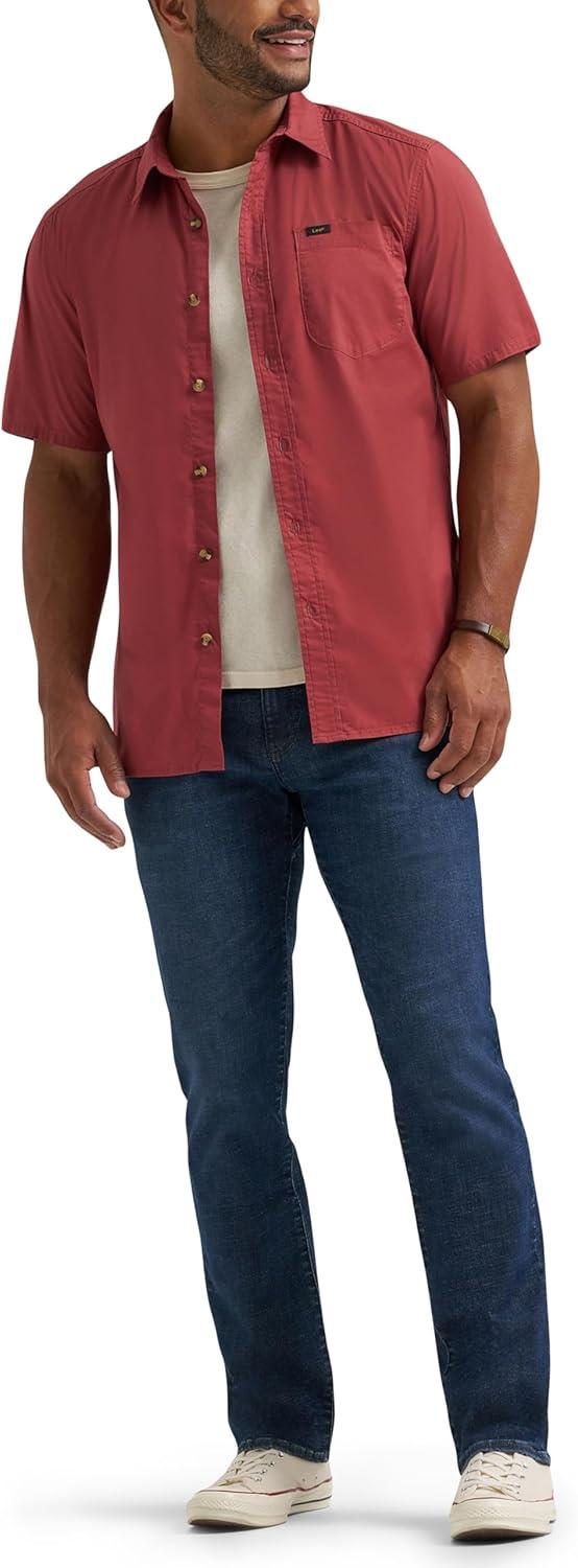 imageLee Mens All Purpose Classic Fit Short Sleeve ShirtPunch Solid