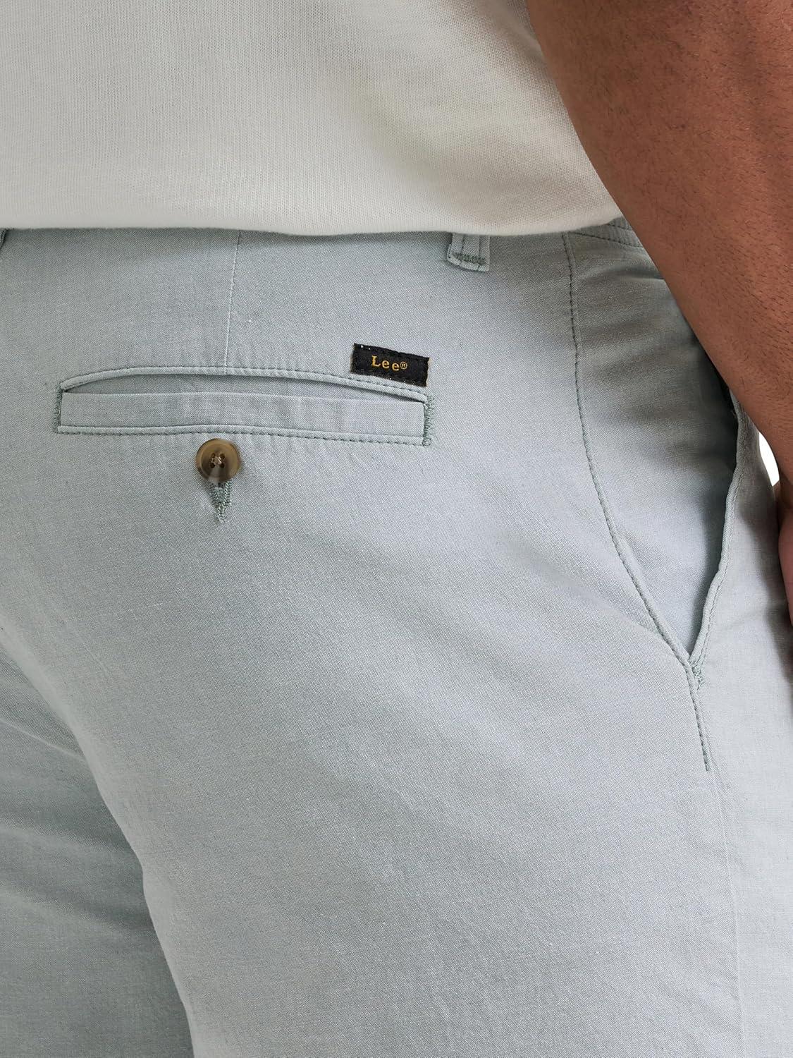 imageLee Mens Extreme Motion Flat Front Short Desert Sage Chambray 36