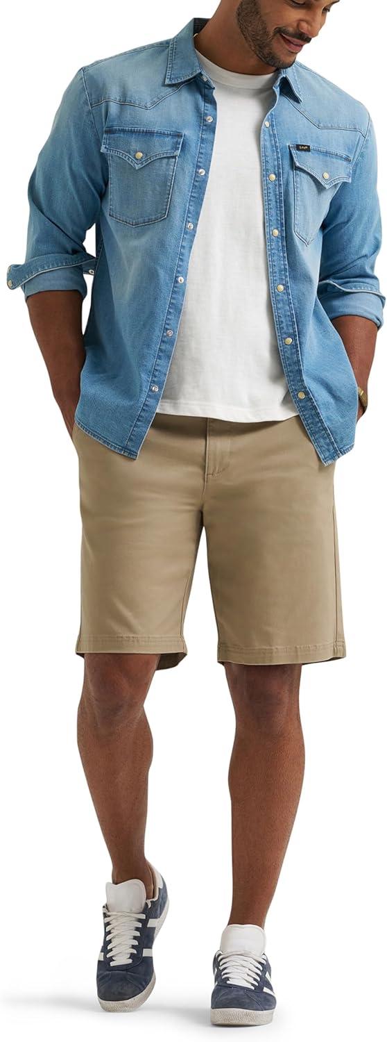 imageLee Mens Extreme Motion Flat Front Short Kansas City Khaki 36