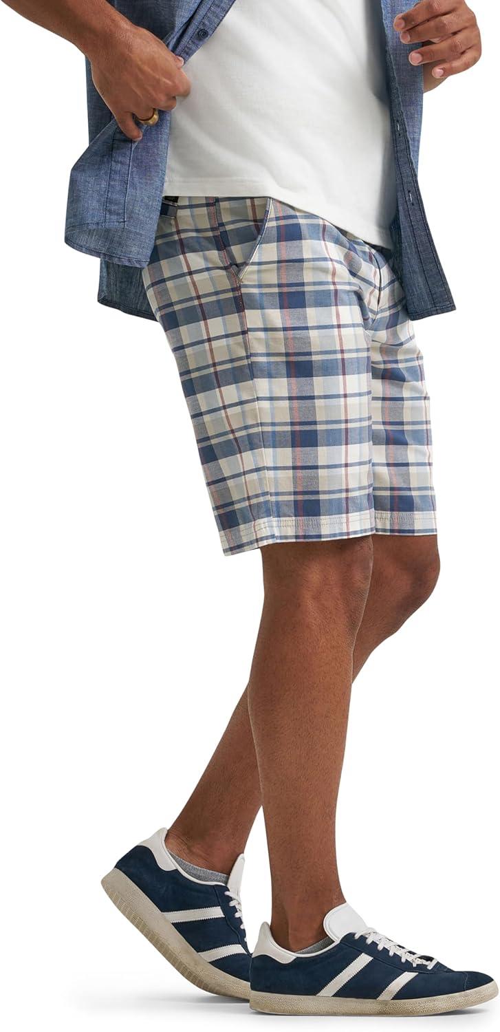 imageLee Mens Extreme Motion Flat Front Short Slate Gray Plaid 36