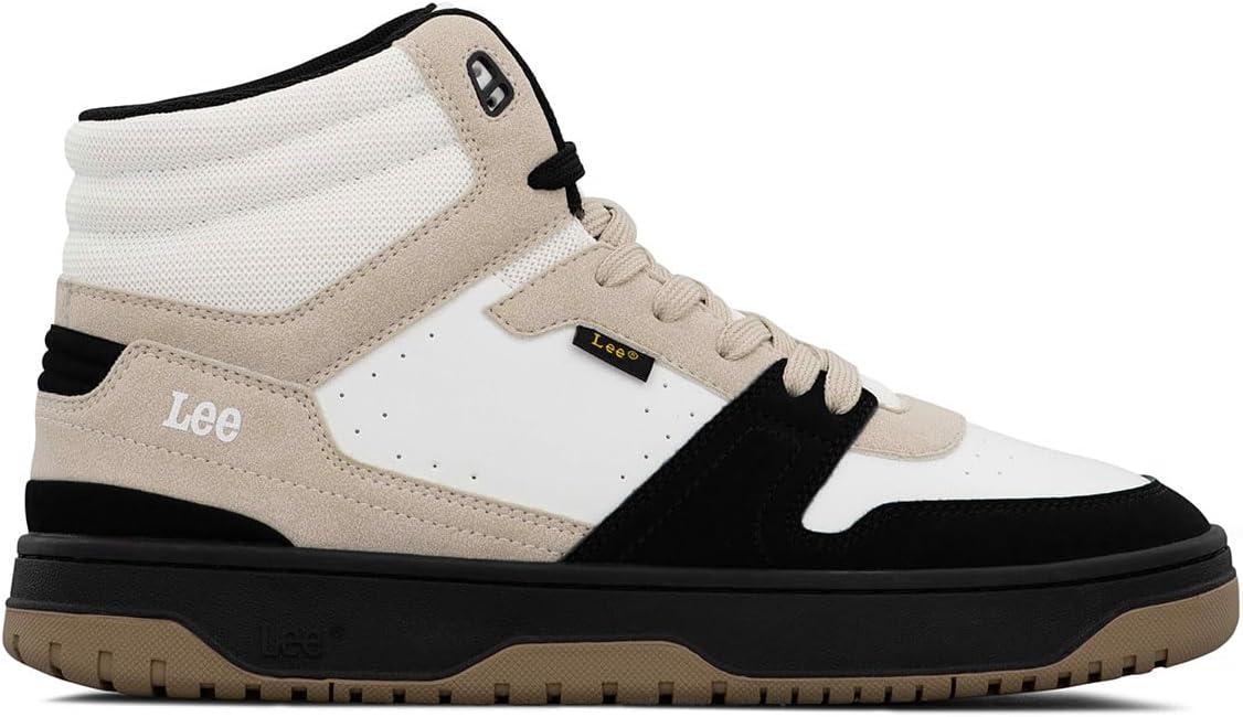 imageLee Mens Fast Lane Mid Retro Court Fashion SneakerWinter WhiteNatural Black