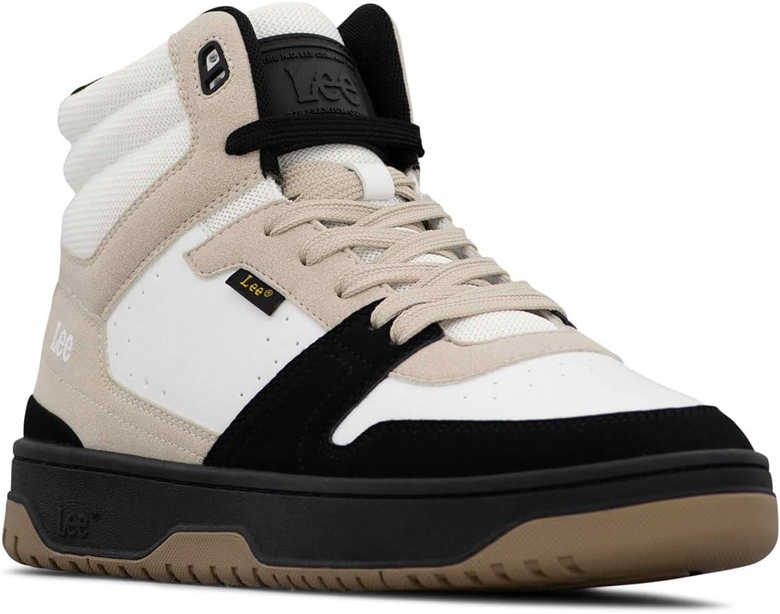 imageLee Mens Fast Lane Mid Retro Court Fashion SneakerWinter WhiteNatural Black
