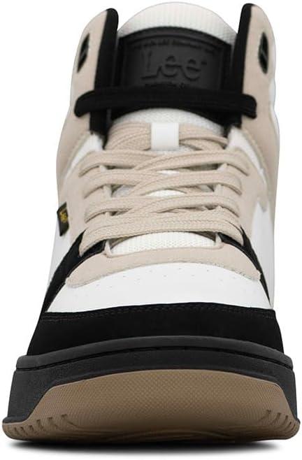 imageLee Mens Fast Lane Mid Retro Court Fashion SneakerWinter WhiteNatural Black