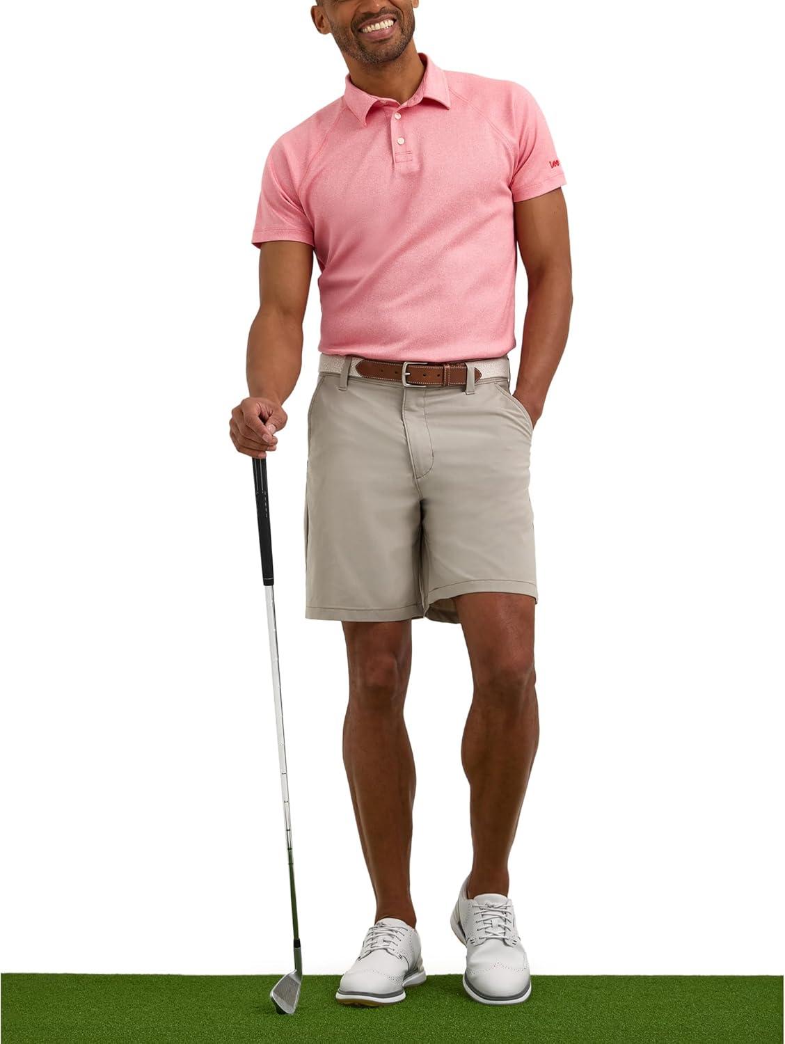 imageLee Mens Golf Series Synthetic Flat Front Chino ShortMushroom