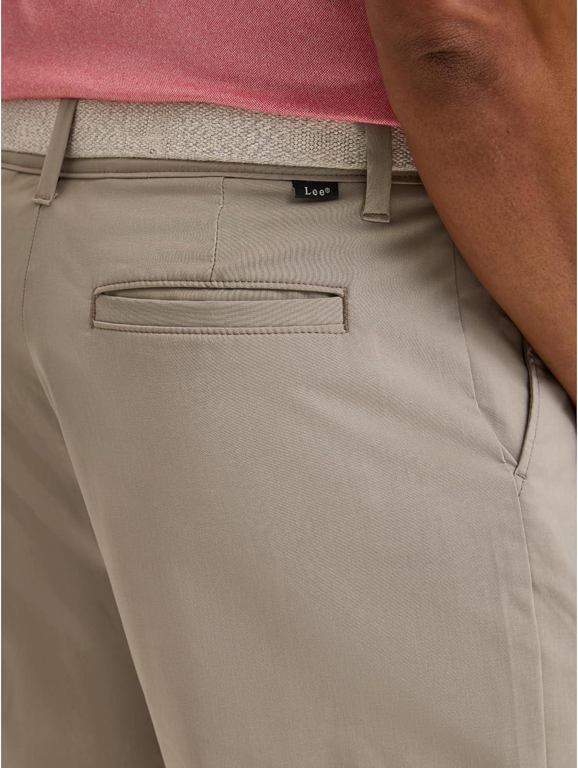 imageLee Mens Golf Series Synthetic Flat Front Chino ShortMushroom