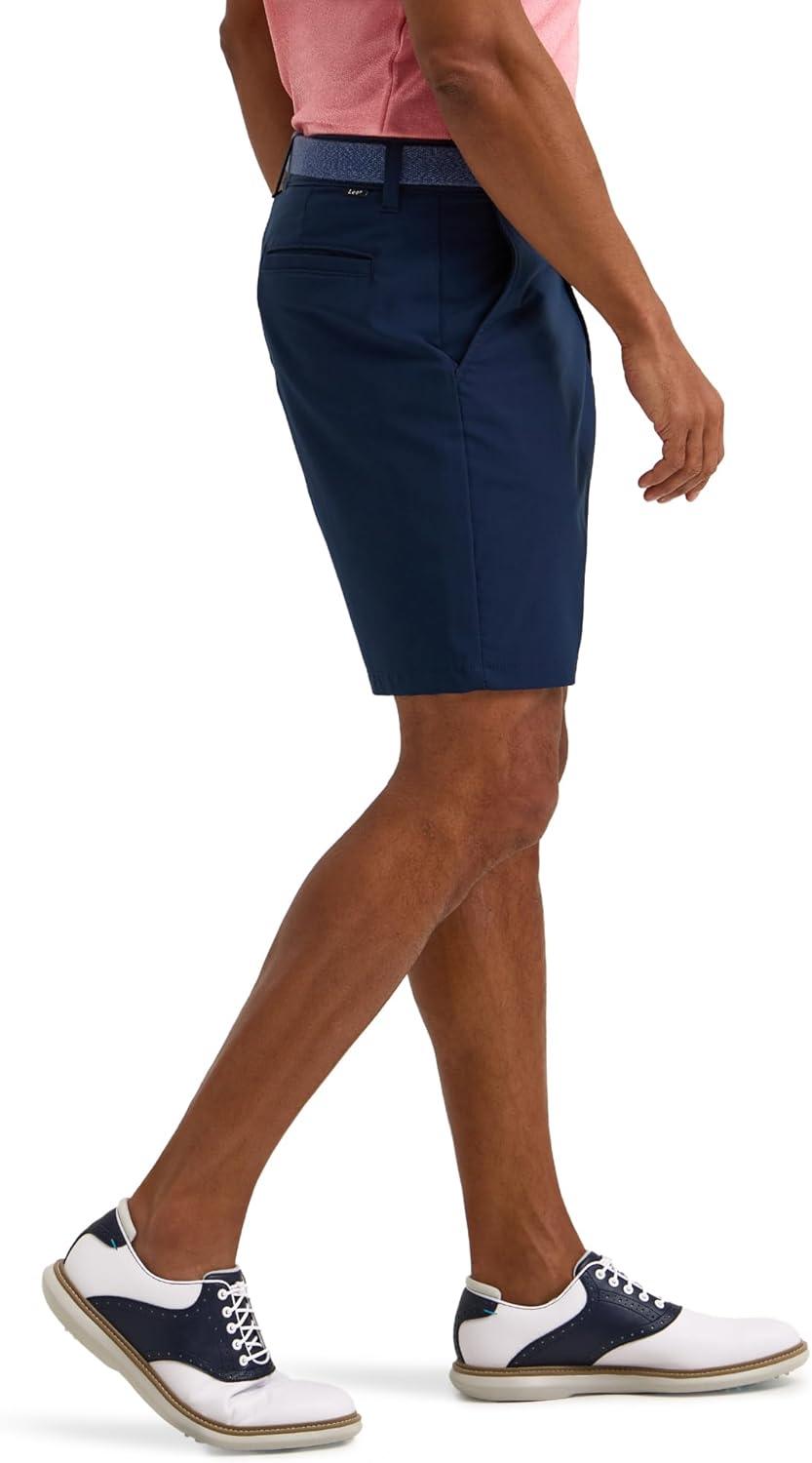 imageLee Mens Golf Series Synthetic Flat Front Chino ShortPeacoat
