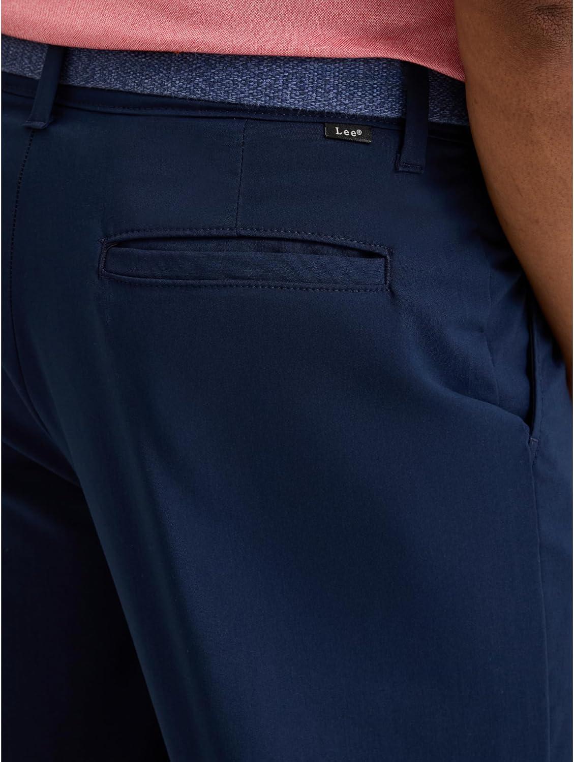 imageLee Mens Golf Series Synthetic Flat Front Chino ShortPeacoat